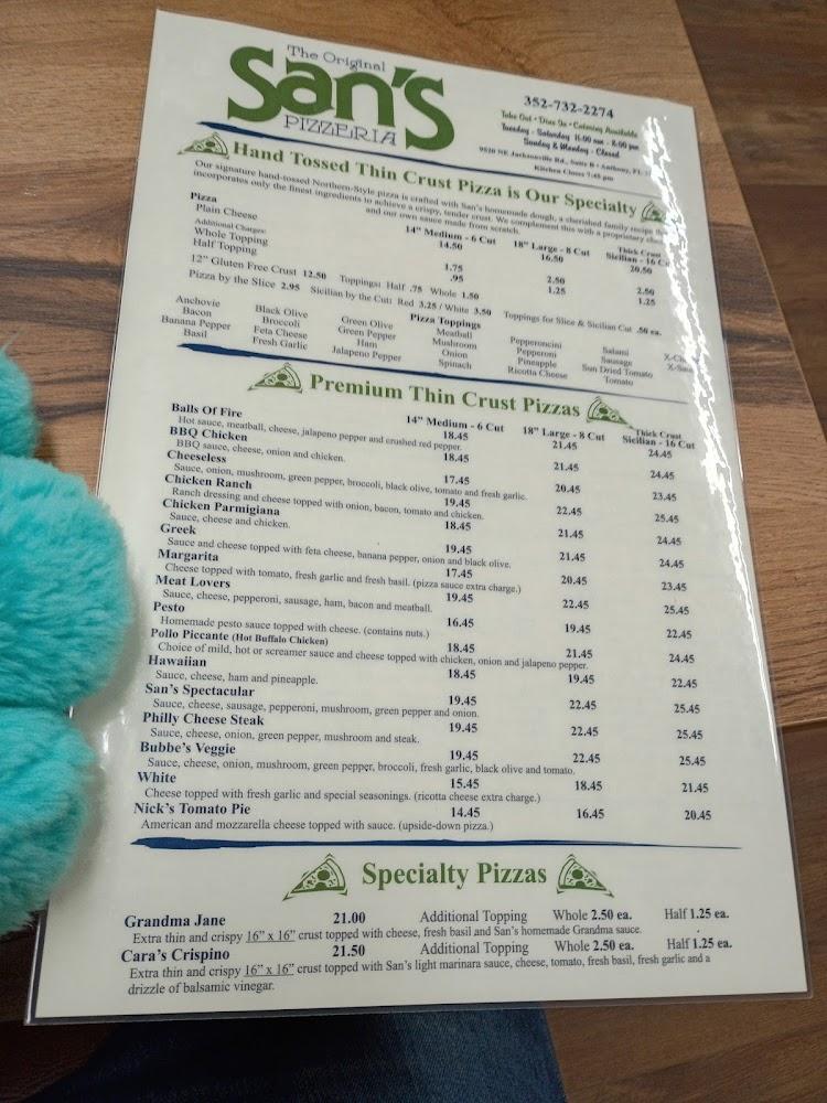 San's Pizzeria Menu image 2